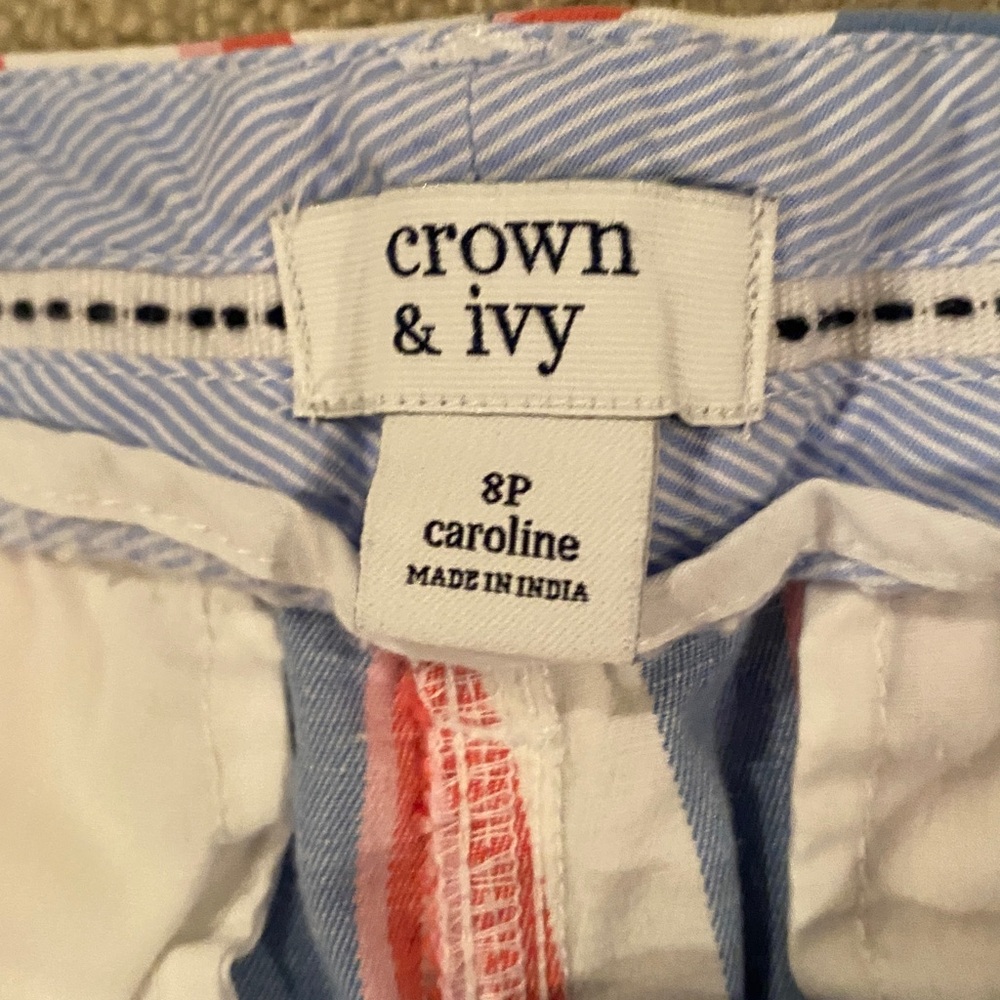 crown & ivy Blue and Red/Pink Striped Women's Shorts - Picture 2 of 6